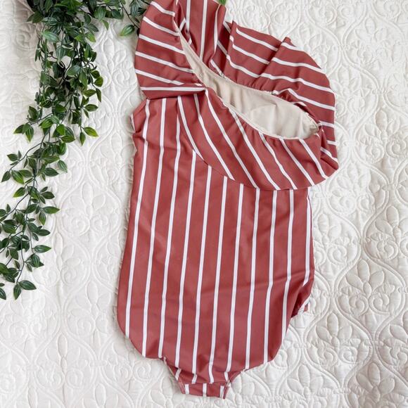 Albion “The Icon Wave” Sydney One Piece One Shoulder Striped Swimsuit Sz M - Picture 5 of 6